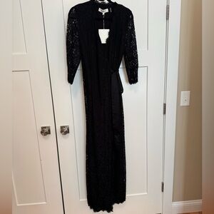 Diane Von Furstenberg Black Lace Long Sleeve Dress